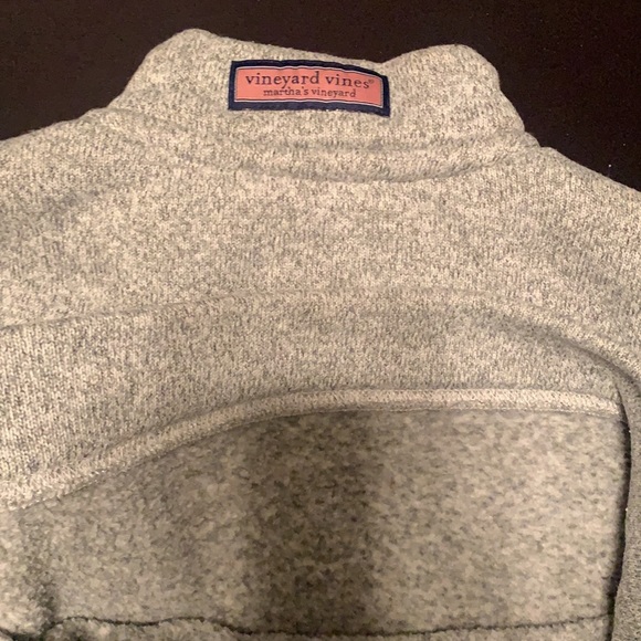 Unisex Youth VINEYARD VINES Med 12-14 Long Sleeve 1/4 Zip Pullover Heather Grey - Picture 3 of 5